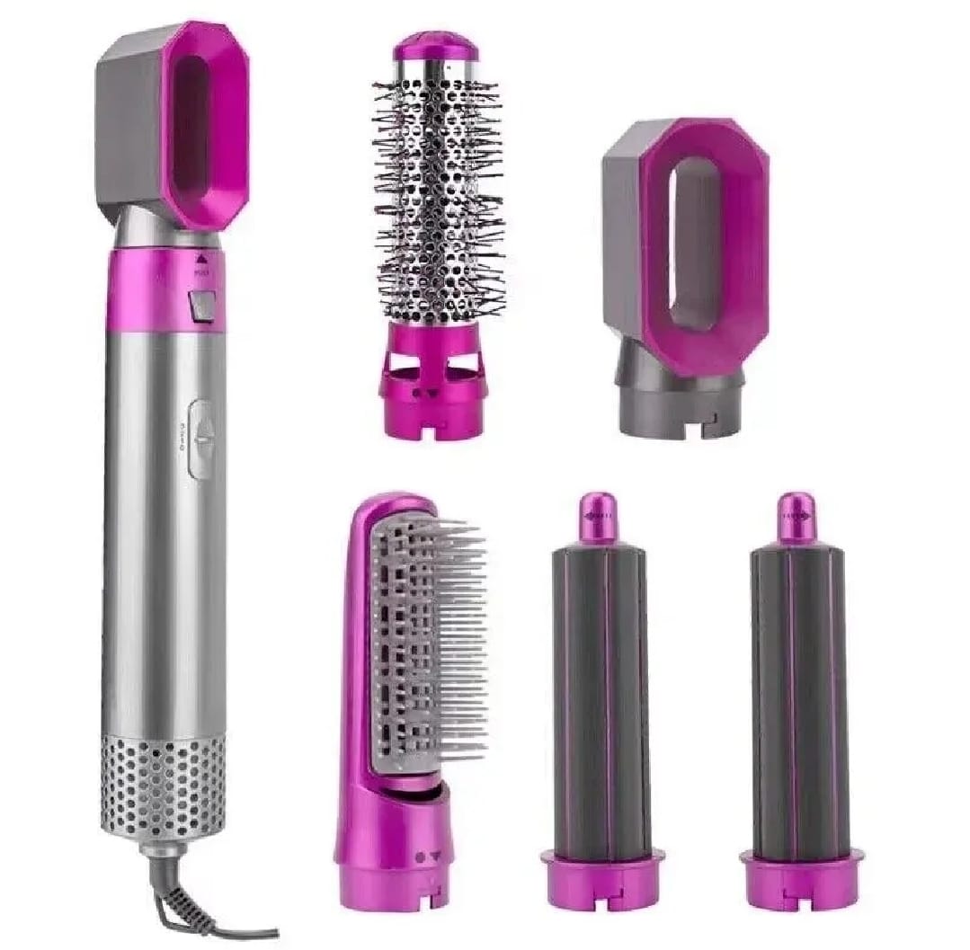 5 In 1 High Quality Hair Styler Brush Hair Straightener Curler Blow Dryer Volumizer